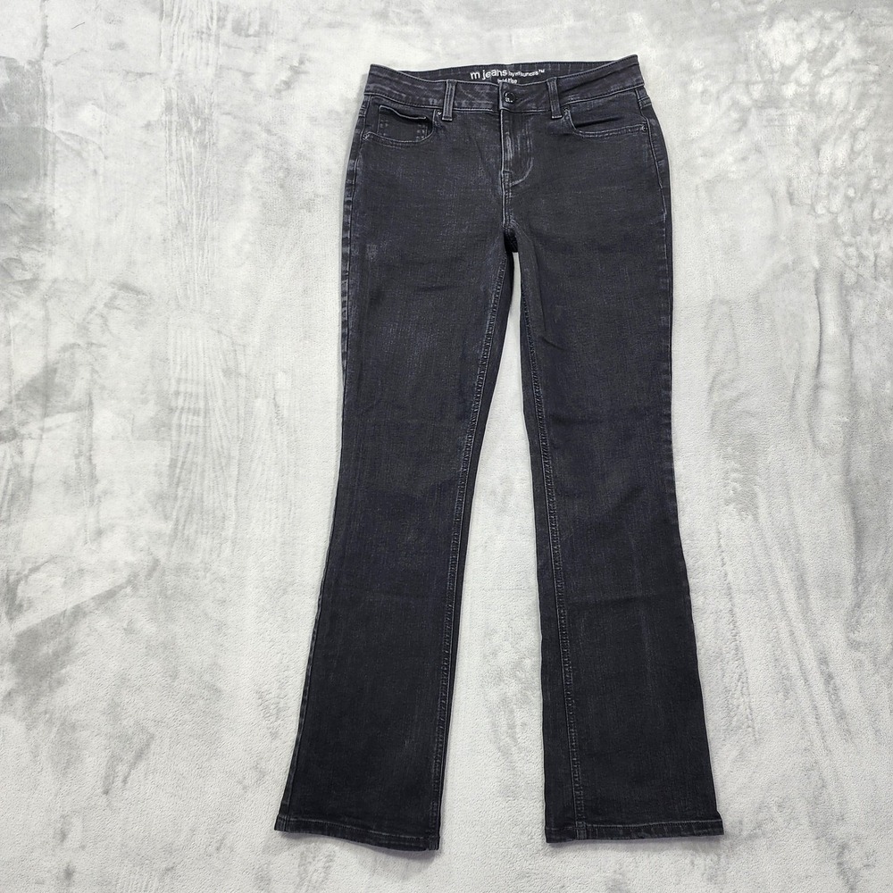 Maurices M Jeans Womens 10 Black Mid Rise Bootcut Stretch Denim Casual Faded